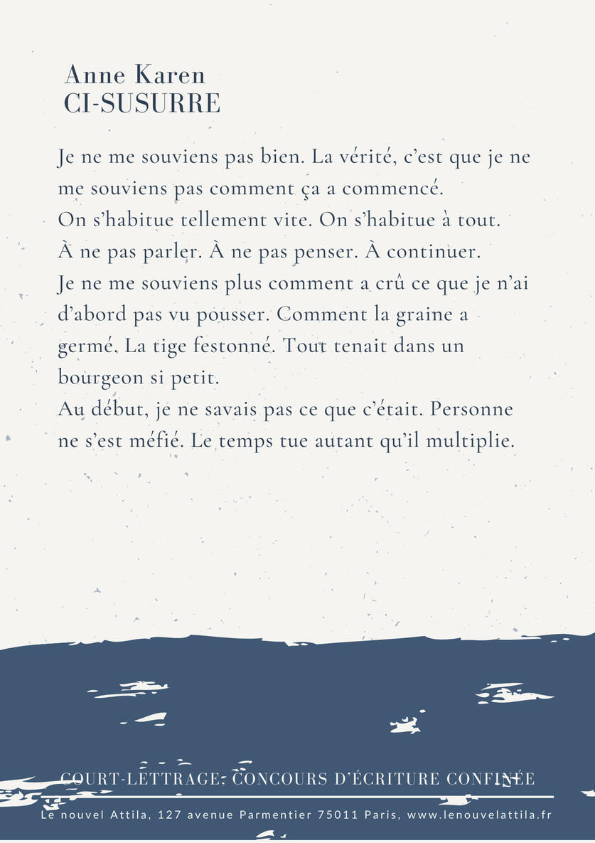 Court-lettrage, concours d'écriture confinée - Le nouvel Attila, mai 2020